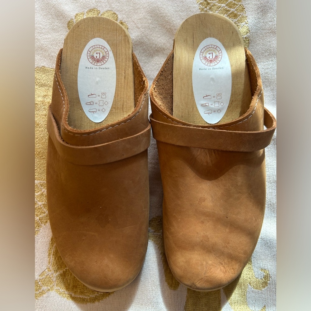 Men’s Jullye Wood and Leather - Suede Clogs - Made in Sweden - Size 43